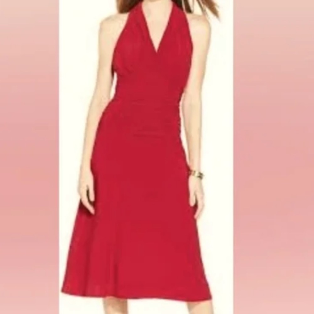 Nine West Halter Neck Ruched Dress 4P